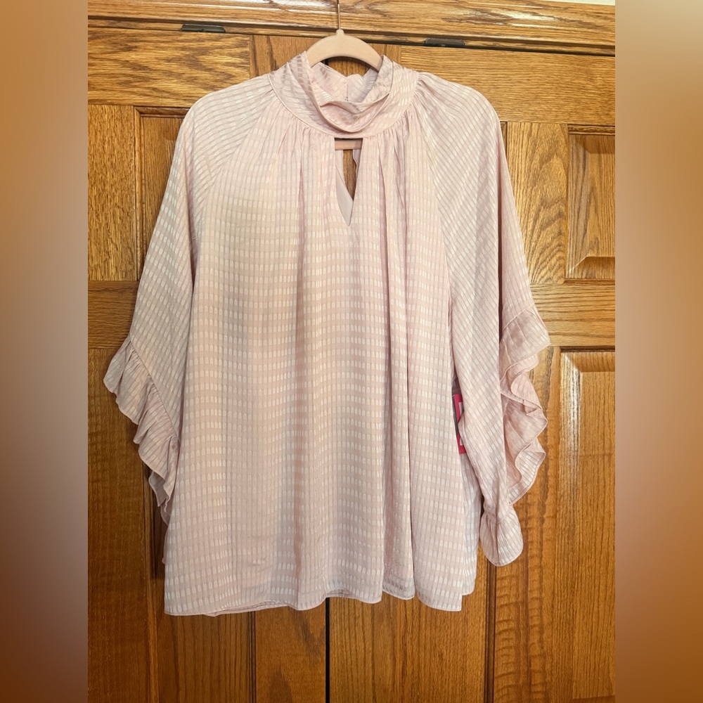 Vince Camuto Pale Blush Ruffle-Sleeve Blouse